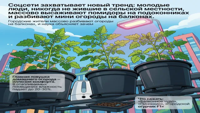 Соцсети захватывает новый тренд: молодые люди, никогда не жившие в сельской местности, массово высаживают помидоры на подоконниках и разбивают мини огороды на балконах.